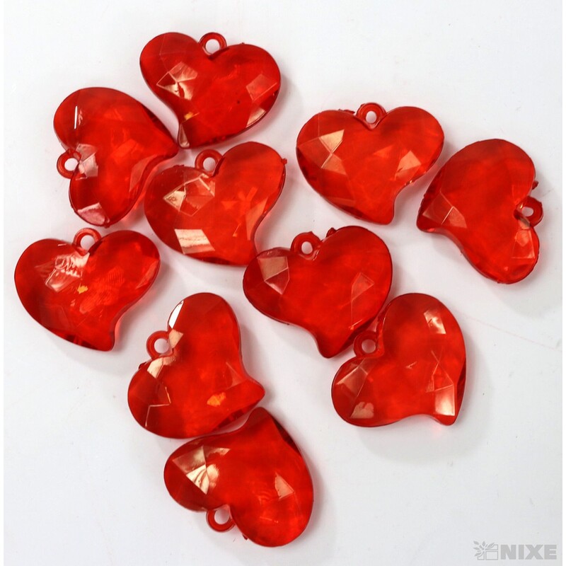 SRDCE NAVL. AKRYL 3,5cm 10ks*ČERVENÁ