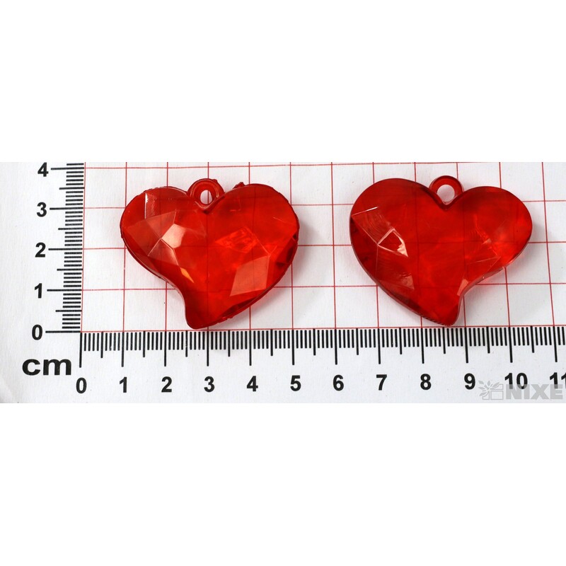 SRDCE NAVL. AKRYL 3,5cm 10ks*ČERVENÁ