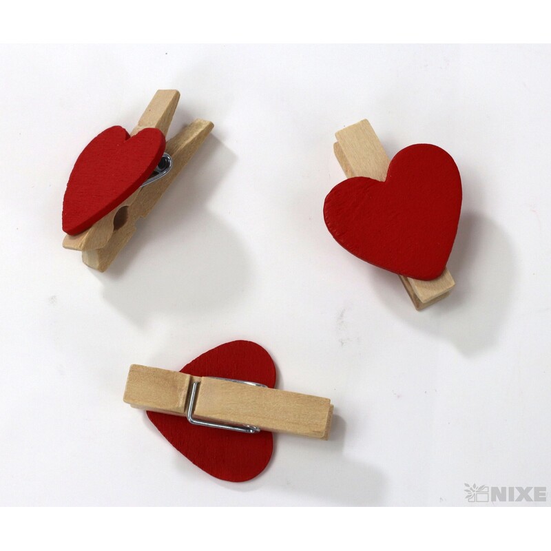 SRDCE NA KOLÍČKU 2,5x3,5cm 8ks*ČERVENÁ