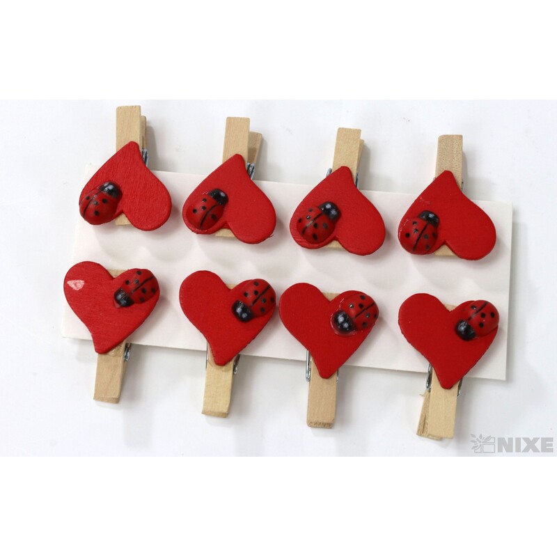 SRDCE NA KOLÍČKU 2,5x3,5cm 8ks*ČERVENÁ