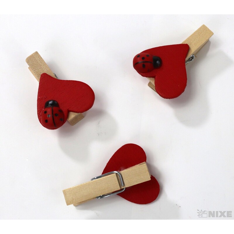 SRDCE NA KOLÍČKU 2,5x3,5cm 8ks*ČERVENÁ