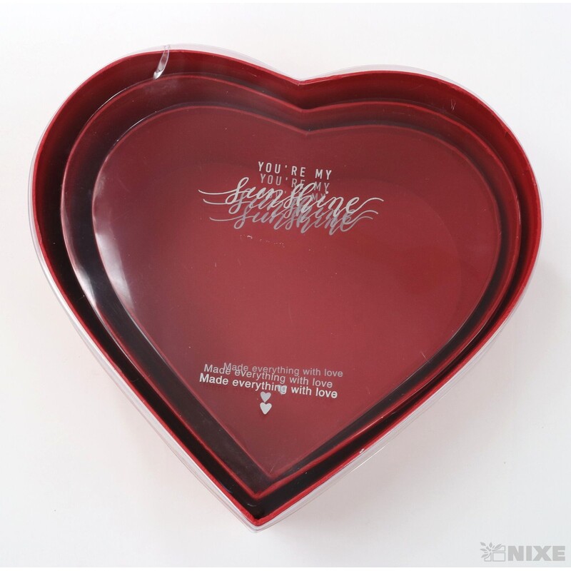 KRABICE SRDCE 26x11cm 23x9 21x8*ČERVENÁ