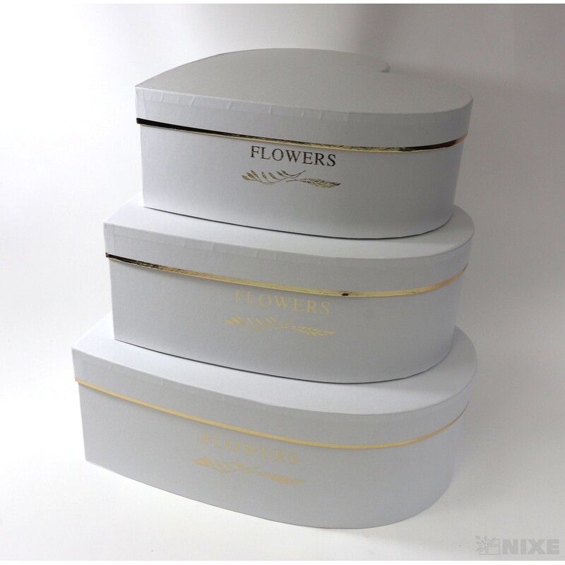 KRABICE SRDCE 3ks 33x11cm 28x10 25x9*BÍLÁ