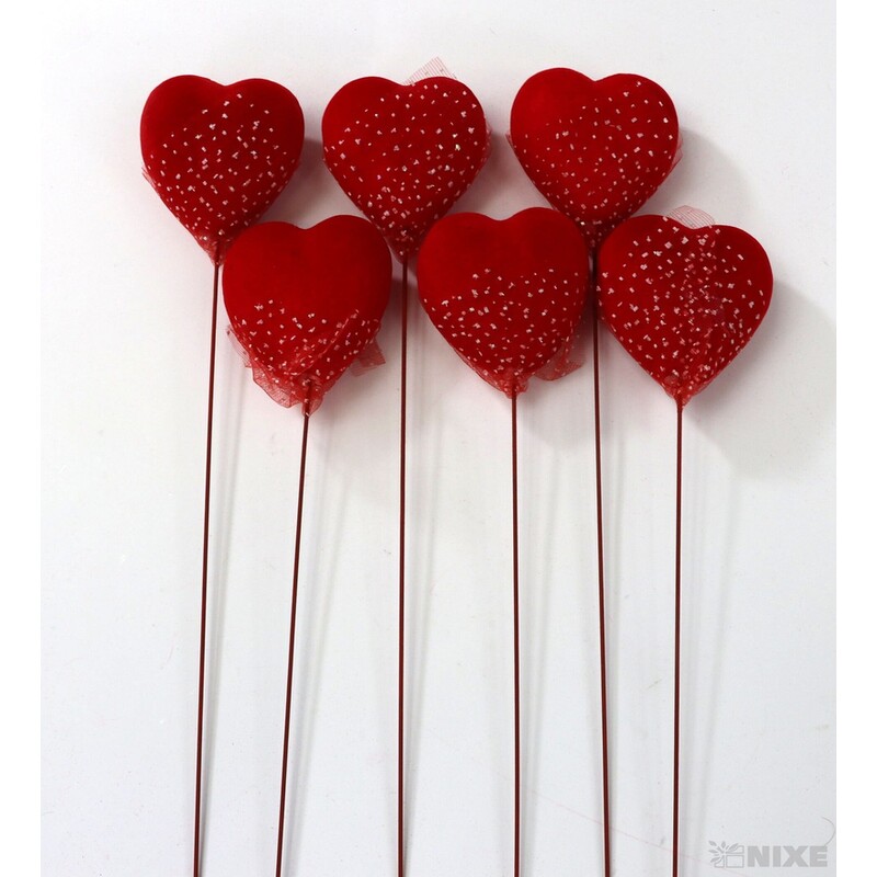 ZÁPICH SRDCE 6ks 6x26cm*ČERVENÁ
