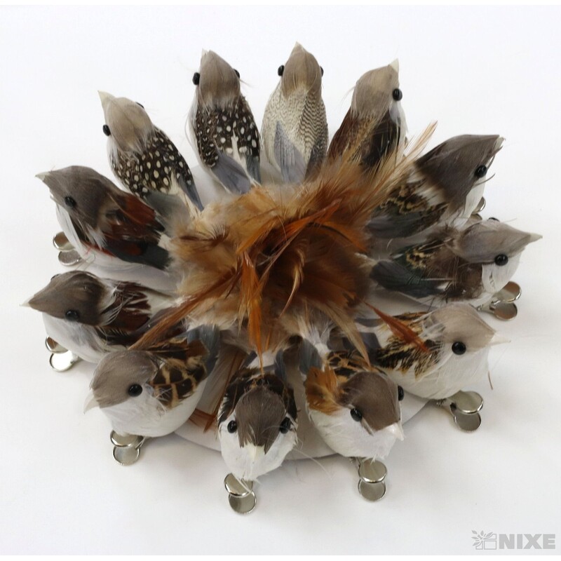 PTÁČEK KLIPS 5x10cm 12ks*PŘÍRODNÍ