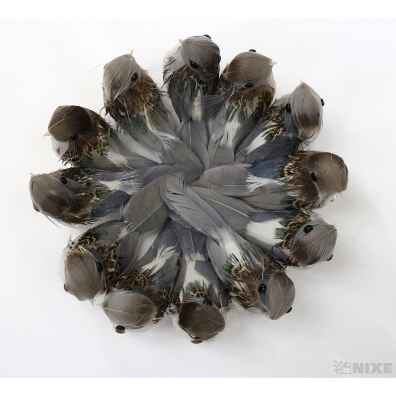 PTÁČEK KLIPS 5x8cm 12ks*PŘÍRODNÍ