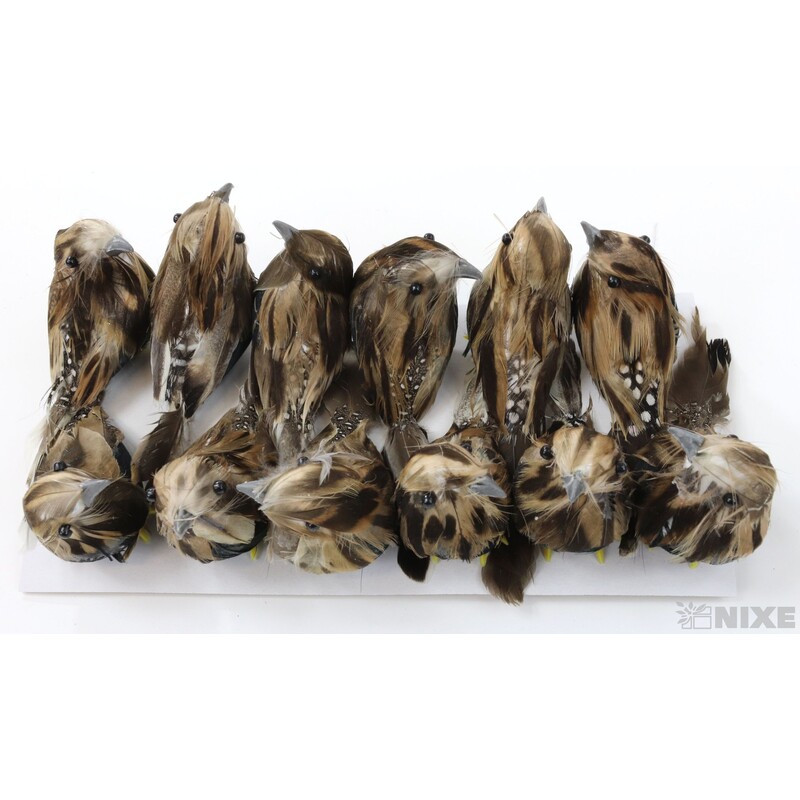 PTÁČEK KLIPS 10cm 12ks*PŘÍRODNÍ