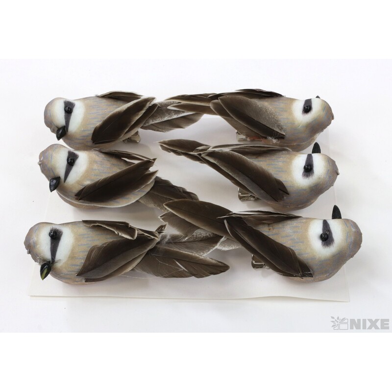 PTÁČEK KLIPS 9cm 6ks*PŘÍRODNÍ