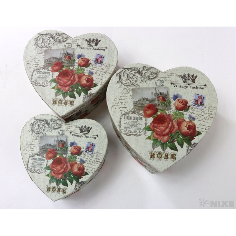 KRABICE SRDCE 3ks 15x7cm 13x6 12x5*