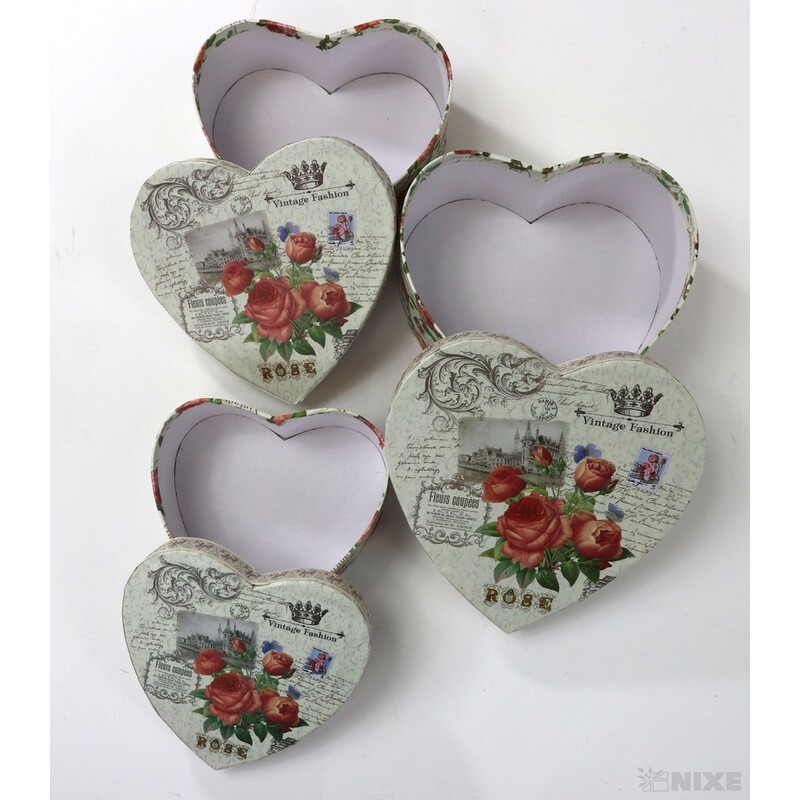 KRABICE SRDCE 3ks 15x7cm 13x6 12x5*