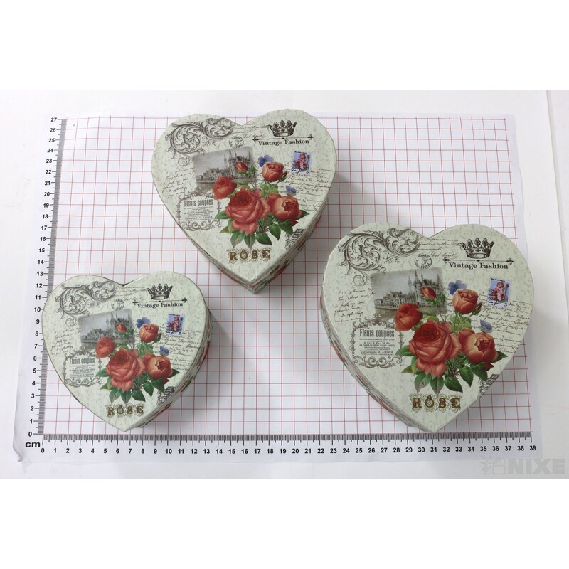 KRABICE SRDCE 3ks 15x7cm 13x6 12x5*