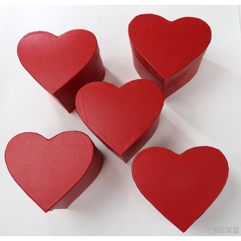 KRABICE SRDCE 5ks 13x12cm*ČERVENÁ