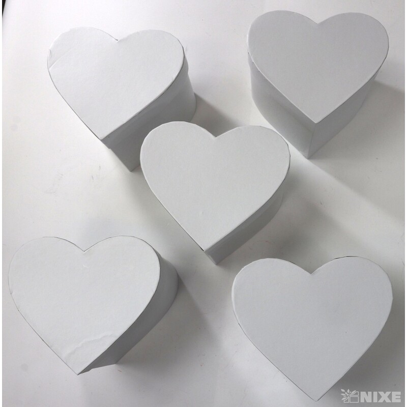 KRABICE SRDCE 5ks 13x12cm*BÍLÁ