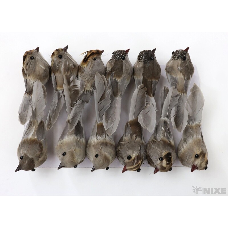 PTÁČEK KLIPS 11cm 12ks*PŘÍRODNÍ