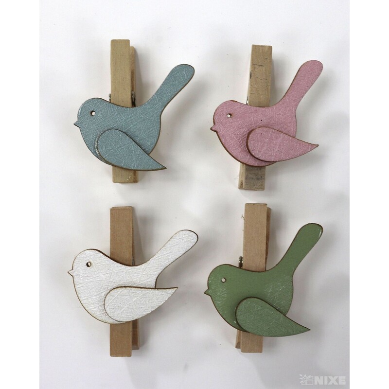 PTÁČEK NA KOLÍČKU 4x4,5cm 8ks*MIX BAREV