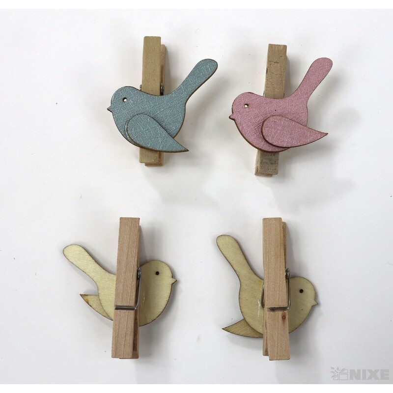 PTÁČEK NA KOLÍČKU 4x4,5cm 8ks*MIX BAREV