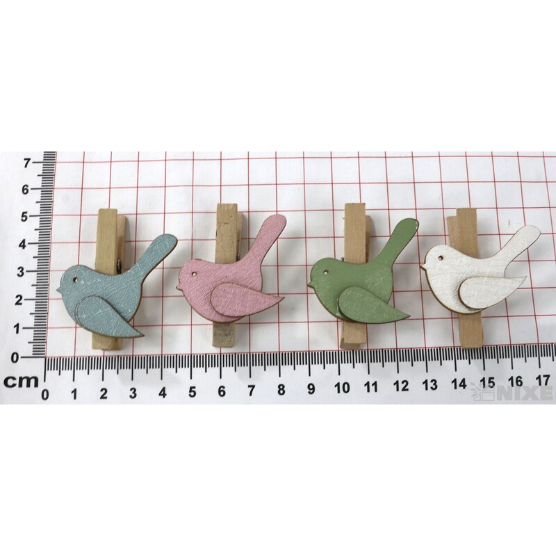 PTÁČEK NA KOLÍČKU 4x4,5cm 8ks*MIX BAREV