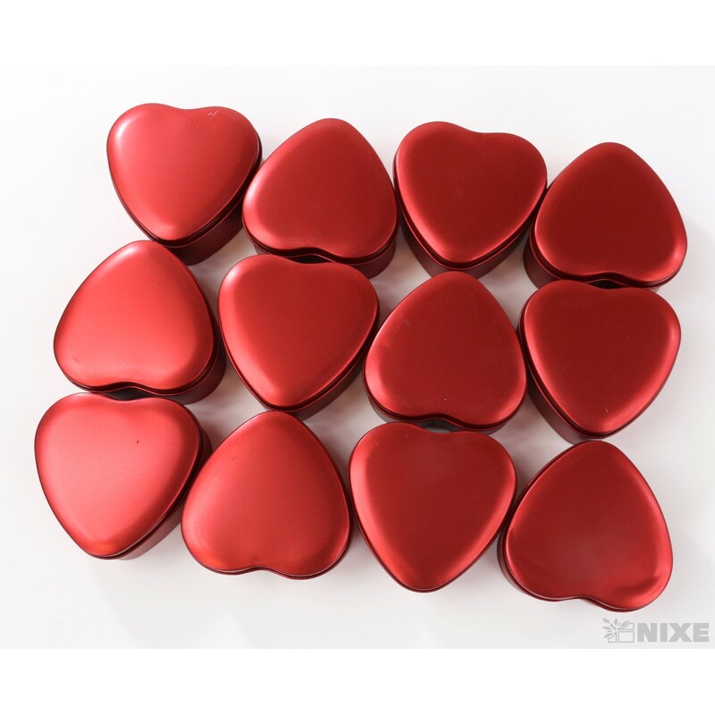 PLECHOVÉ SRDCE 12ks 7X3cm*ČERVENÁ