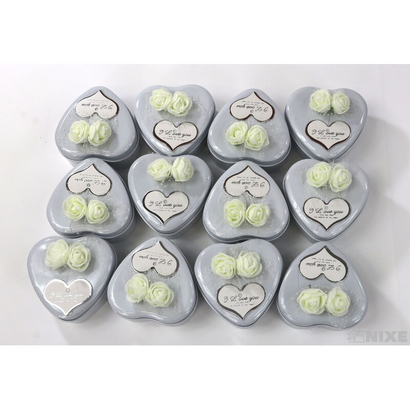 PLECHOVÉ SRDCE 12ks 7X3cm*BÍLÁ