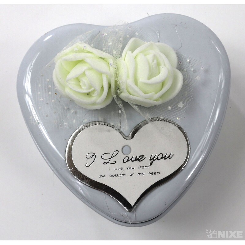 PLECHOVÉ SRDCE 12ks 7X3cm*BÍLÁ