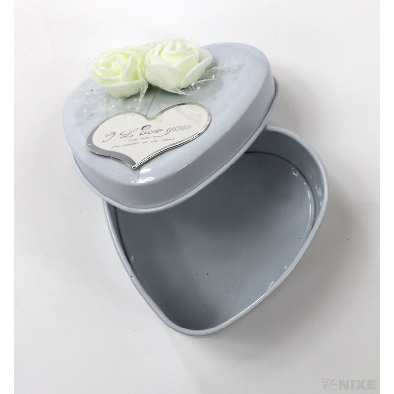 PLECHOVÉ SRDCE 12ks 7X3cm*BÍLÁ