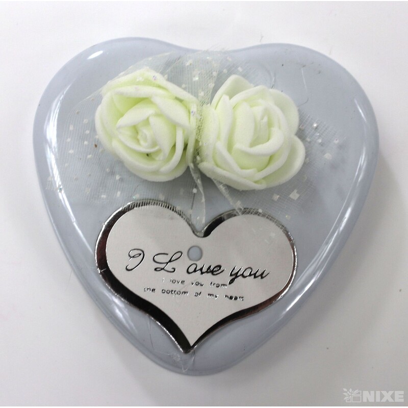 PLECHOVÉ SRDCE 12ks 7X3cm*BÍLÁ