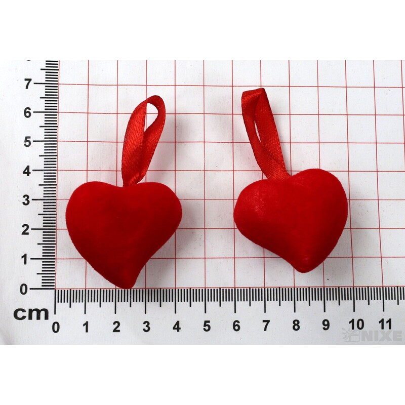 ZÁVĚS SRDCE 3,5cm 12ks*ČERVENÁ