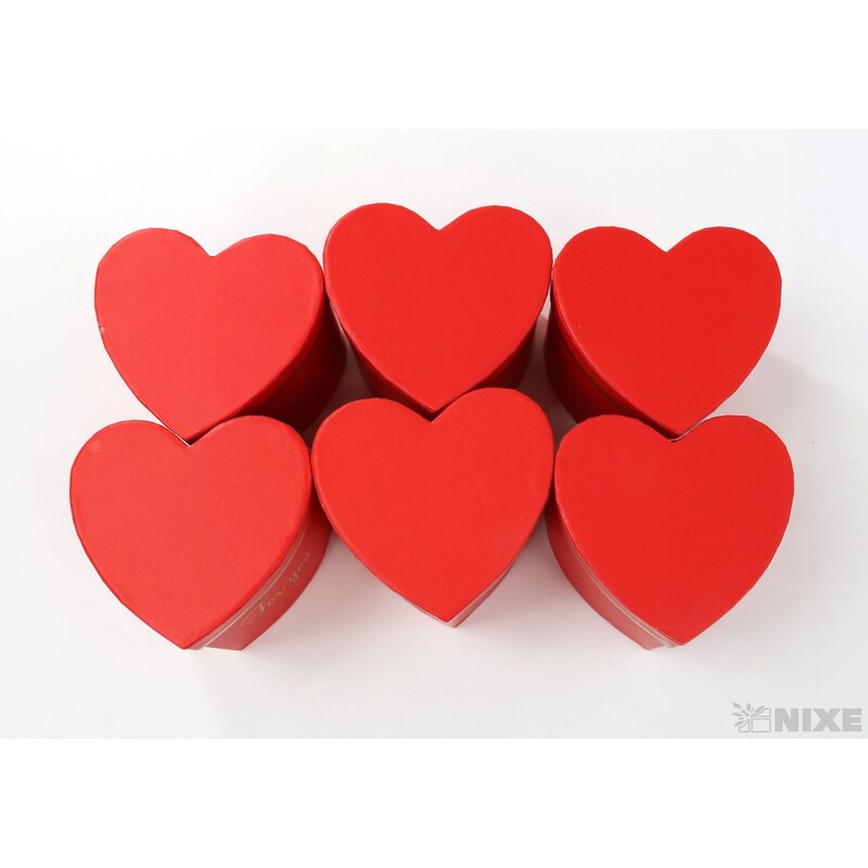 KRABICE SRDCE 6ks 8x8cm*ČERVENÁ