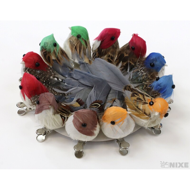 PTÁČEK KLIPS 9cm 12ks*MIX BAREV