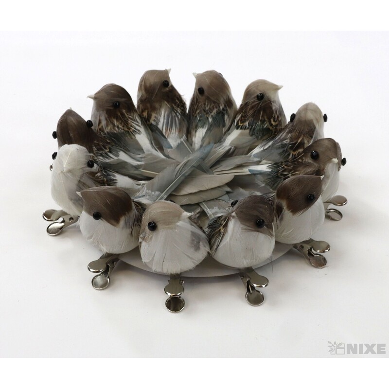 PTÁČEK KLIPS 9cm 12ks*PŘÍRODNÍ