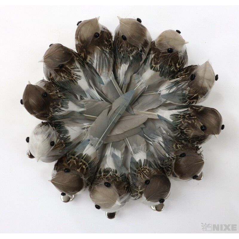 PTÁČEK KLIPS 9cm 12ks*PŘÍRODNÍ