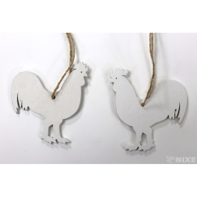 ZÁVĚS D KOHOUT 6ks 7x6cm*BÍLÁ