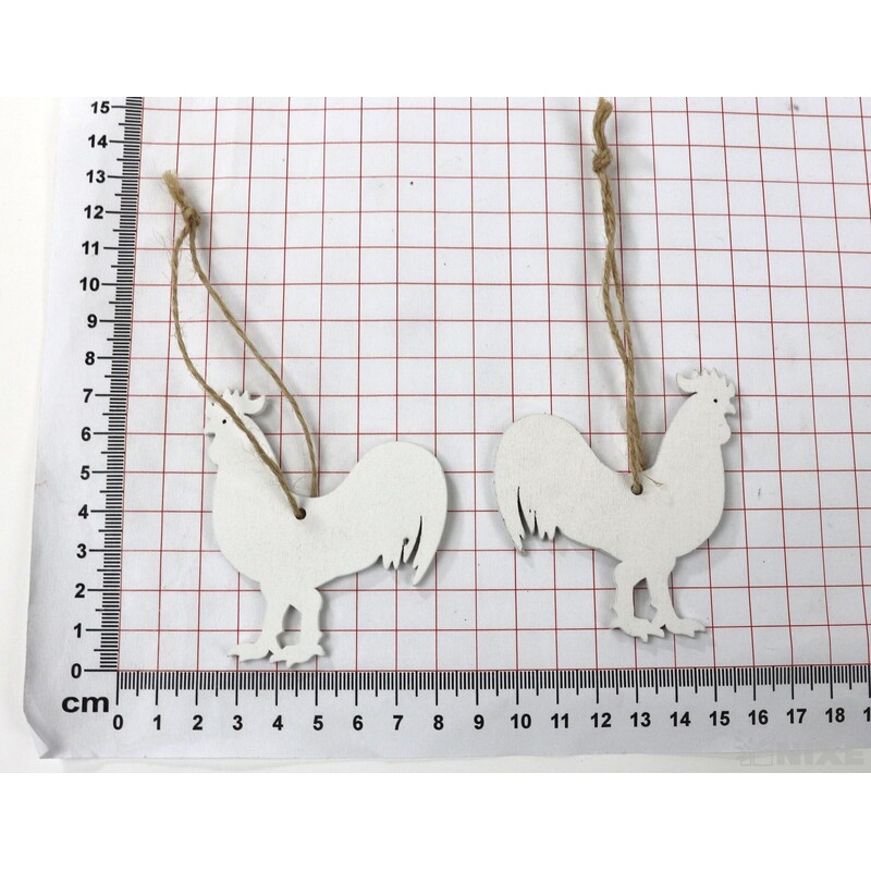 ZÁVĚS D KOHOUT 6ks 7x6cm*BÍLÁ