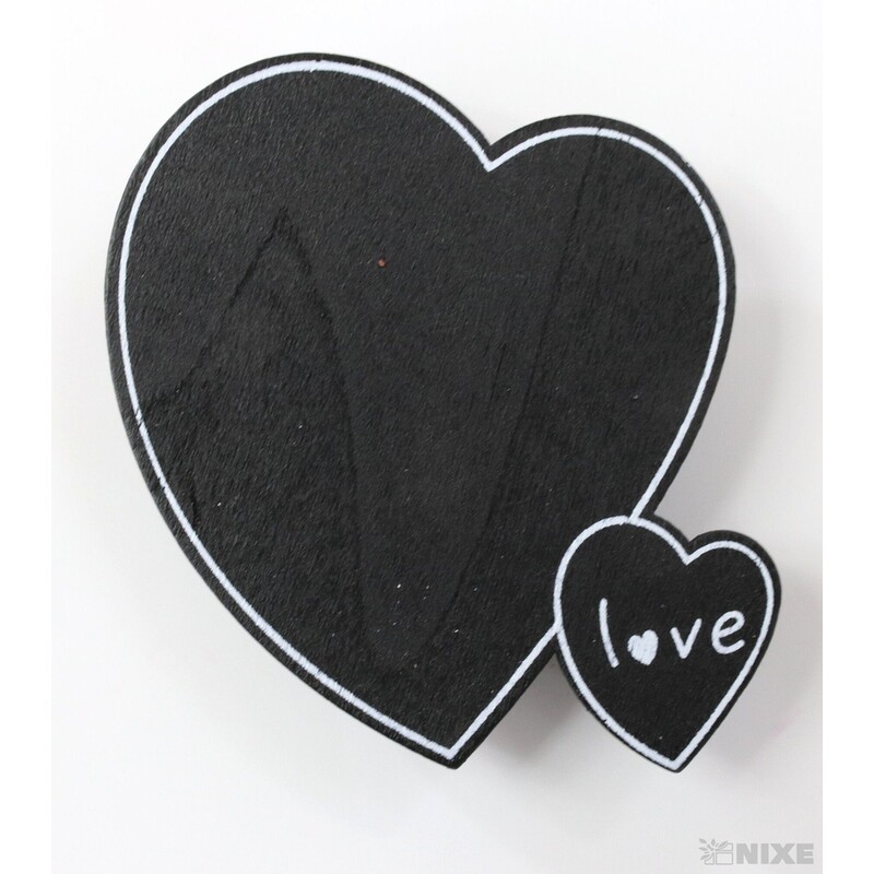 KOLÍČEK SRDCE 6x4,5cm 4ks*ČERNÁ