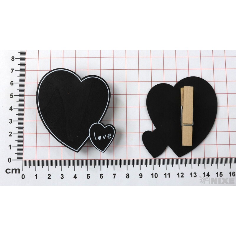 KOLÍČEK SRDCE 6x4,5cm 4ks*ČERNÁ