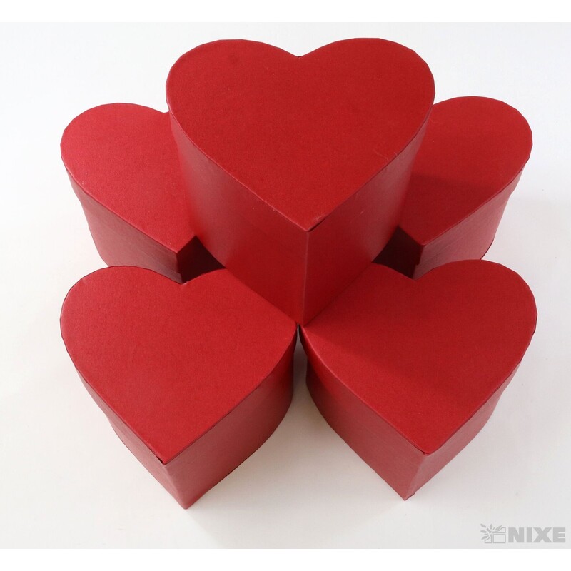 KRABICE SRDCE 5ks 13x12cm*MIX BAREV