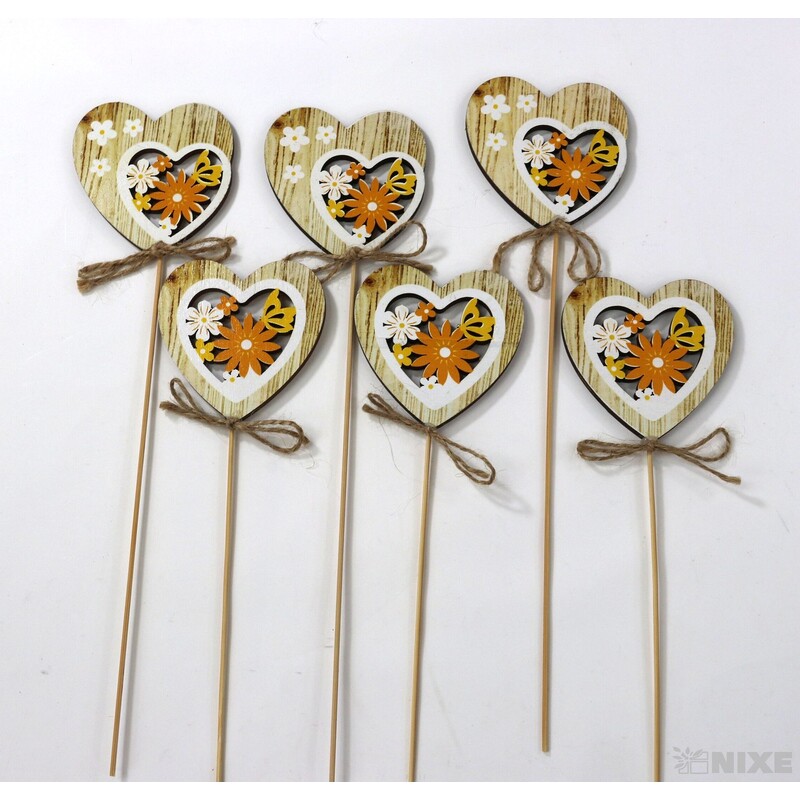 ZÁPICH SRDCE 7x27cm 6ks*PŘÍRODNÍ