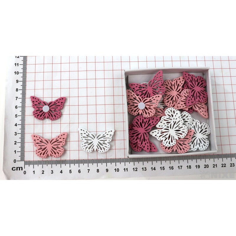 MOTÝL NALEP. 4cm 18ks*MIX BAREV  V+