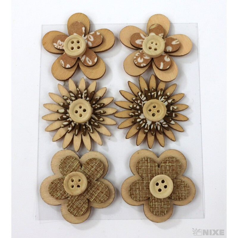 KVÍTEK NALEP. 4cm 6ks*PŘÍRODNÍ V+