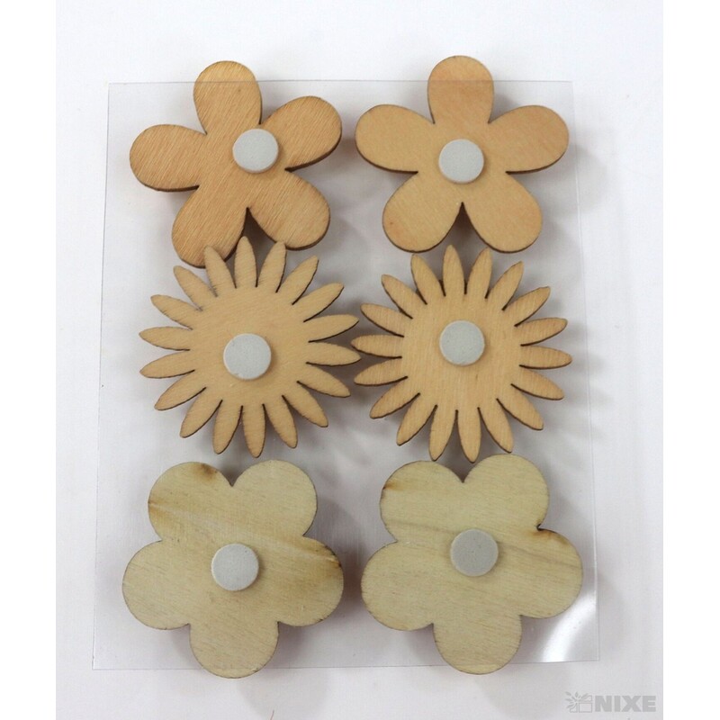 KVÍTEK NALEP. 4cm 6ks*PŘÍRODNÍ V+