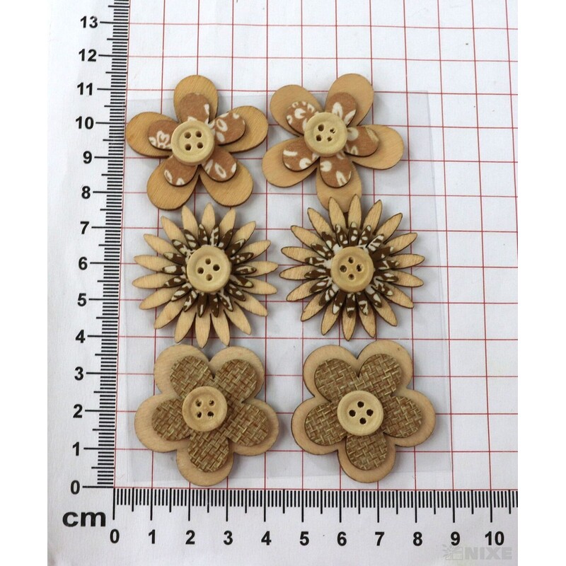 KVÍTEK NALEP. 4cm 6ks*PŘÍRODNÍ V+