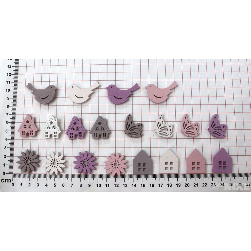 DOPLŇKY DŘEVO 2,5cm 12ks*MIX BAREV