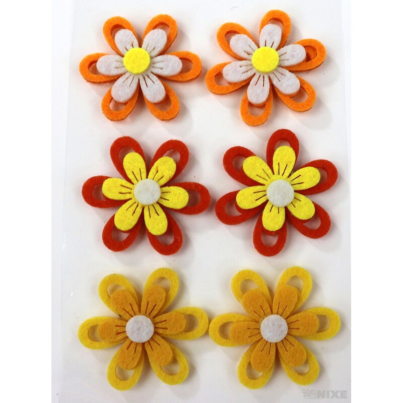 KVĚT FILC NALEP 4,5cm 6ks*MIX BAREV