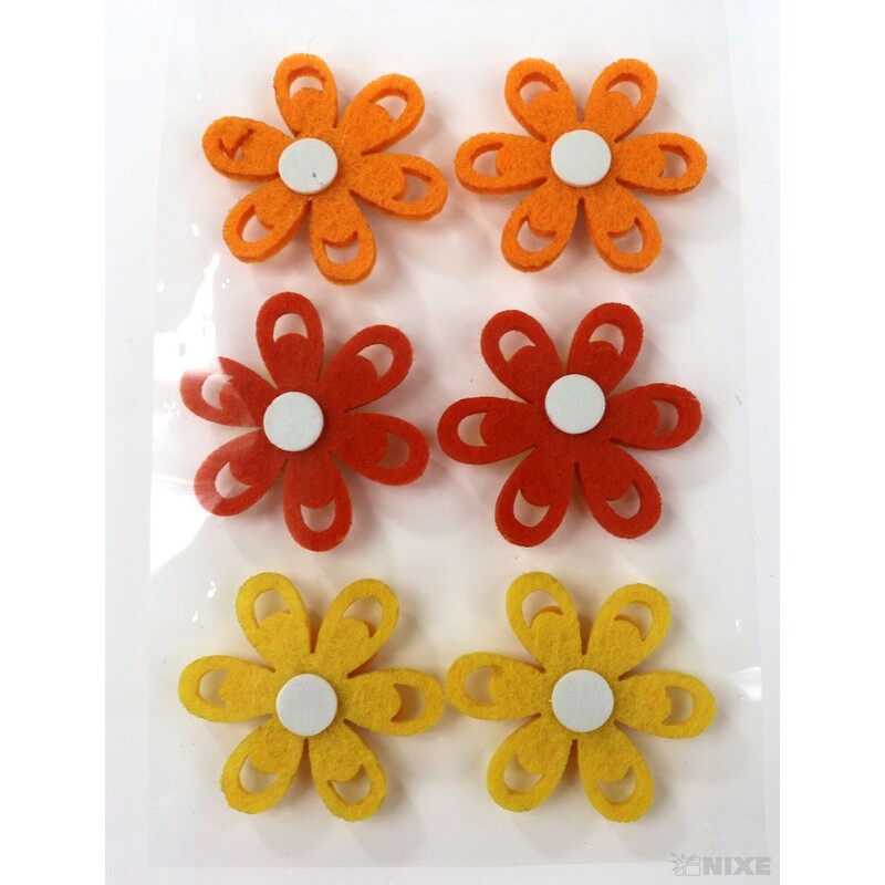 KVĚT FILC NALEP 4,5cm 6ks*MIX BAREV