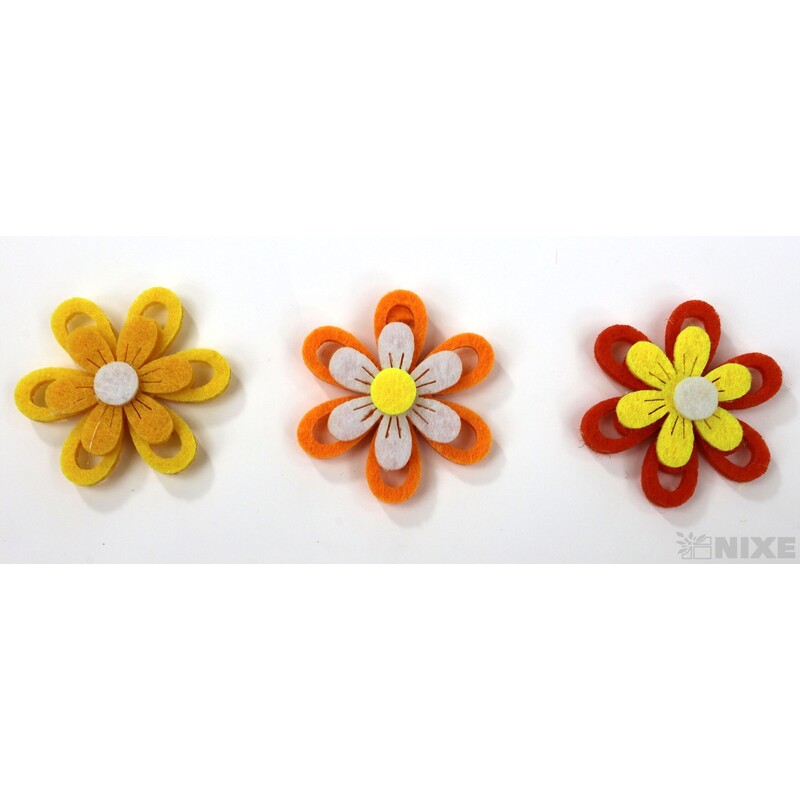 KVĚT FILC NALEP 4,5cm 6ks*MIX BAREV