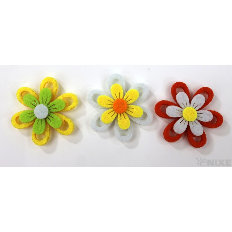 KVĚT FILC NALEP 4,5cm 6ks*MIX BAREV