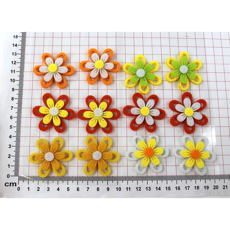 KVĚT FILC NALEP 4,5cm 6ks*MIX BAREV