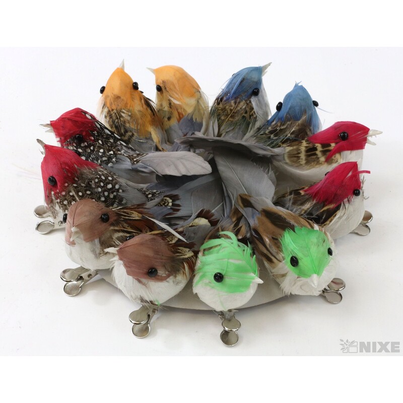 PTÁČEK KLIPS 10cm 12ks*MIX BAREV