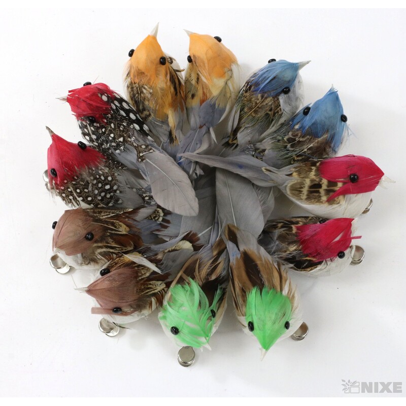 PTÁČEK KLIPS 10cm 12ks*MIX BAREV