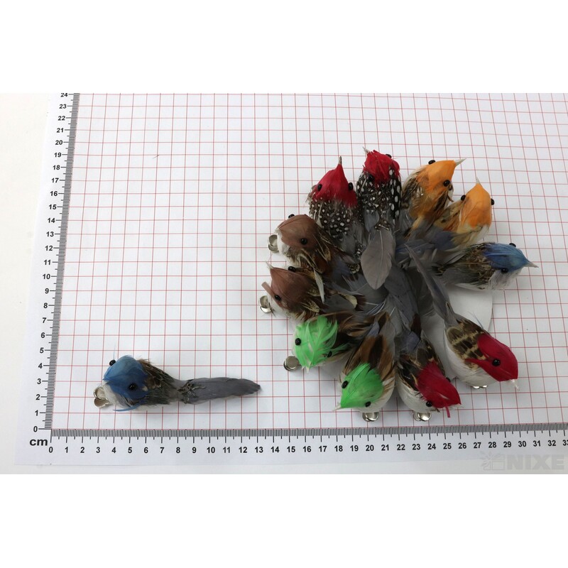 PTÁČEK KLIPS 10cm 12ks*MIX BAREV